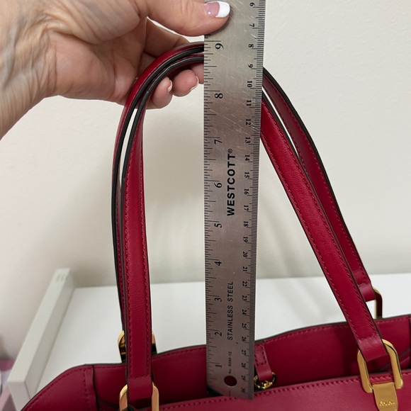 Ralph Lauren Deep Red Leather Tote with Gold Accents - Picture 7 of 12